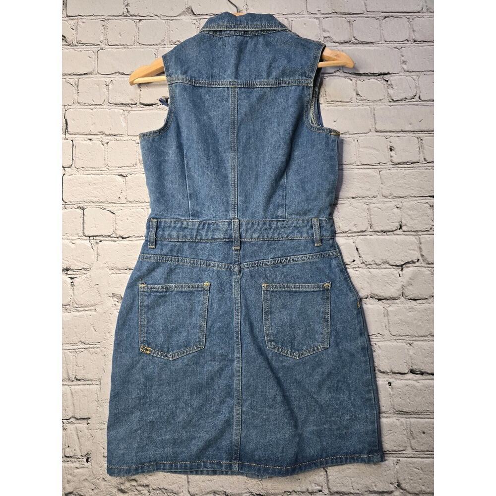 Coco And Shay Denim Fringe Western Cowboy Sleeveless Dress Size Medium - Picture 9 of 12